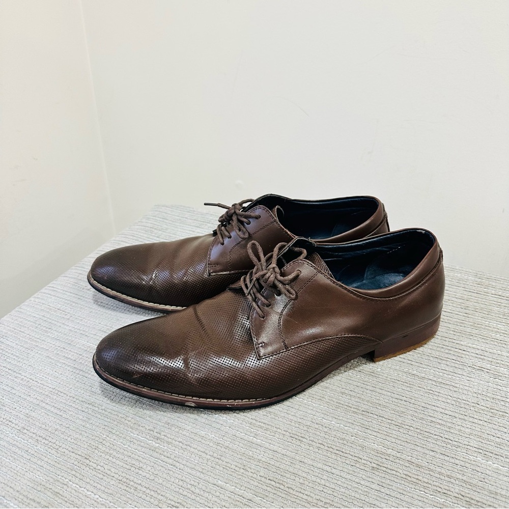 La Milano Italy  Men’s Brown Leather Perforated Dress Shoes Oxford Derby Size 13